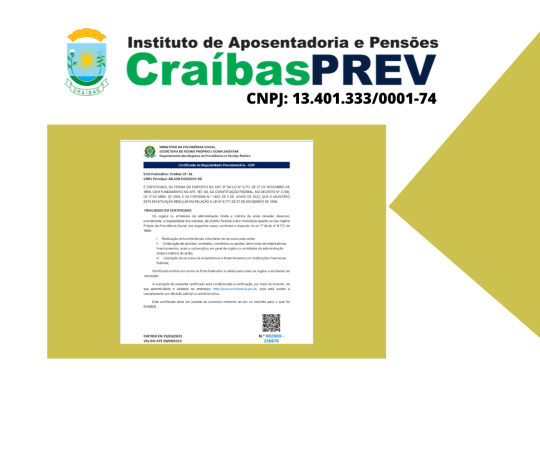 CRAÍBASPREV obtém Certificado de Regularidade Previdenciária.